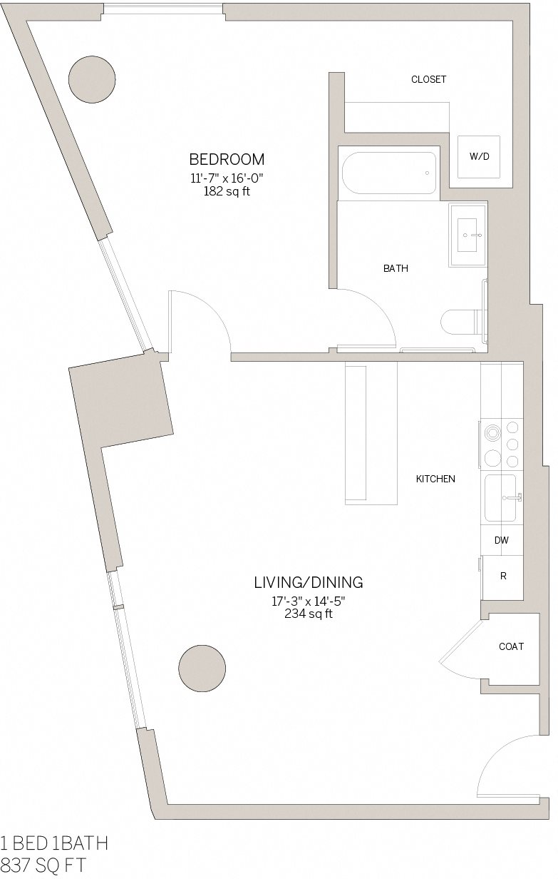 One Bedroom - H Floor Plan 4